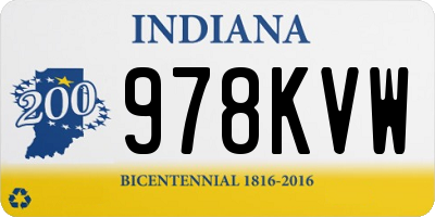 IN license plate 978KVW