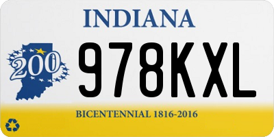 IN license plate 978KXL