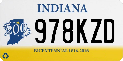 IN license plate 978KZD