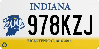 IN license plate 978KZJ