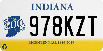 IN license plate 978KZT