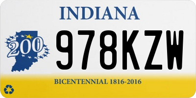 IN license plate 978KZW