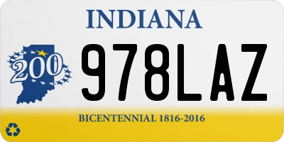 IN license plate 978LAZ