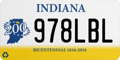 IN license plate 978LBL