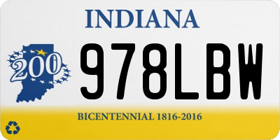 IN license plate 978LBW