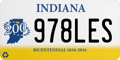 IN license plate 978LES