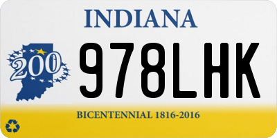 IN license plate 978LHK