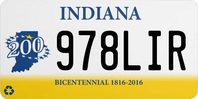 IN license plate 978LIR