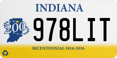 IN license plate 978LIT