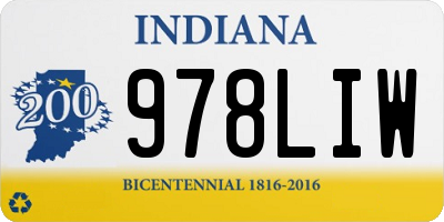 IN license plate 978LIW