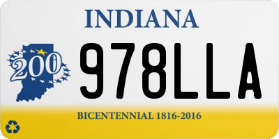 IN license plate 978LLA
