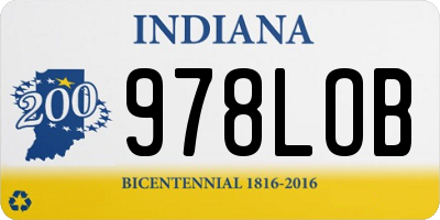 IN license plate 978LOB