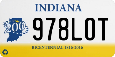 IN license plate 978LOT