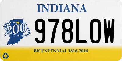 IN license plate 978LOW