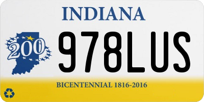 IN license plate 978LUS
