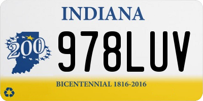 IN license plate 978LUV