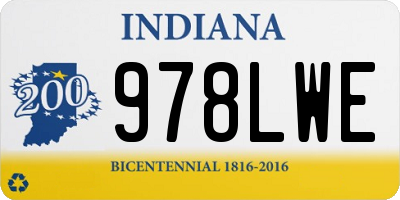 IN license plate 978LWE