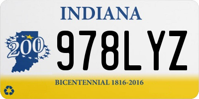 IN license plate 978LYZ