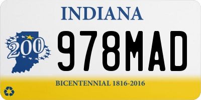 IN license plate 978MAD