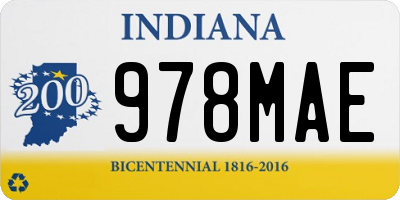 IN license plate 978MAE