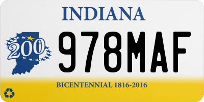 IN license plate 978MAF