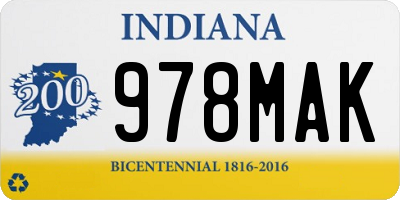IN license plate 978MAK