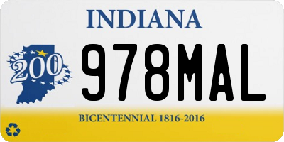 IN license plate 978MAL