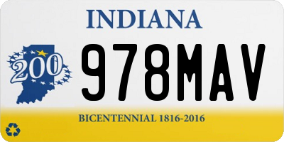 IN license plate 978MAV