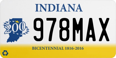 IN license plate 978MAX