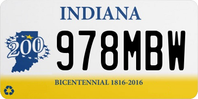 IN license plate 978MBW