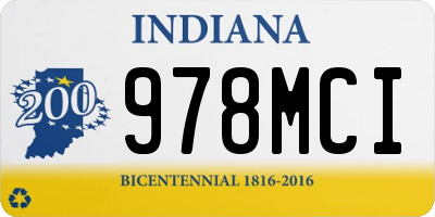 IN license plate 978MCI