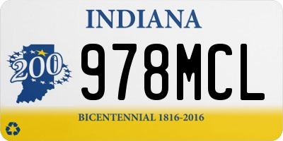 IN license plate 978MCL