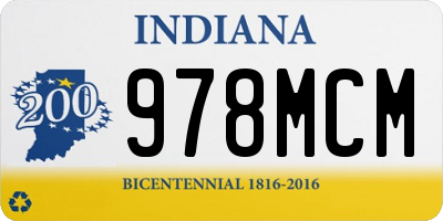IN license plate 978MCM