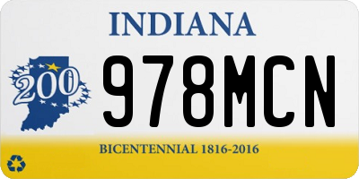 IN license plate 978MCN