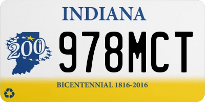 IN license plate 978MCT