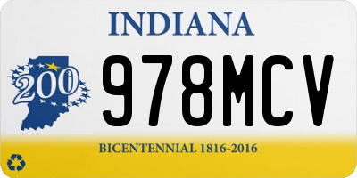 IN license plate 978MCV