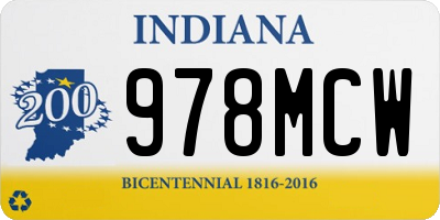 IN license plate 978MCW