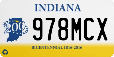 IN license plate 978MCX
