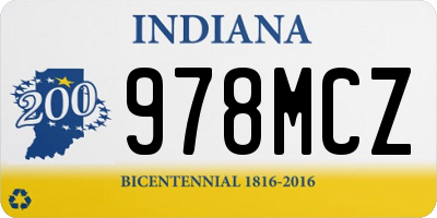 IN license plate 978MCZ