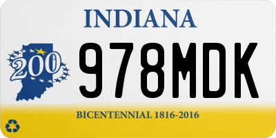 IN license plate 978MDK