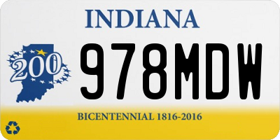 IN license plate 978MDW