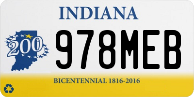 IN license plate 978MEB