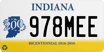 IN license plate 978MEE