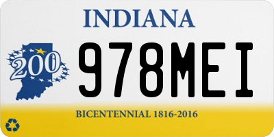 IN license plate 978MEI
