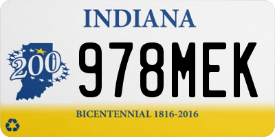 IN license plate 978MEK