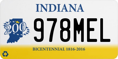 IN license plate 978MEL