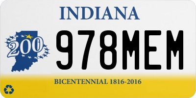 IN license plate 978MEM