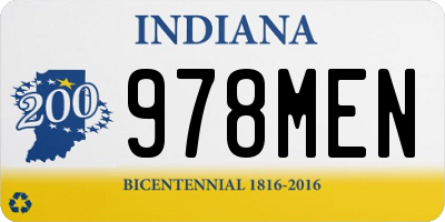 IN license plate 978MEN