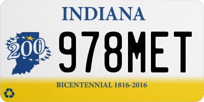IN license plate 978MET