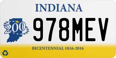 IN license plate 978MEV